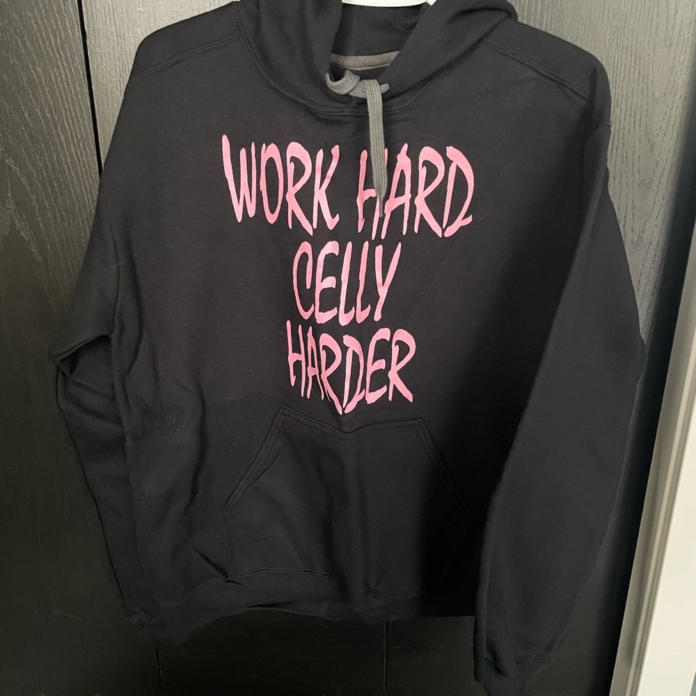 Black Hoodie with pink or yellow print